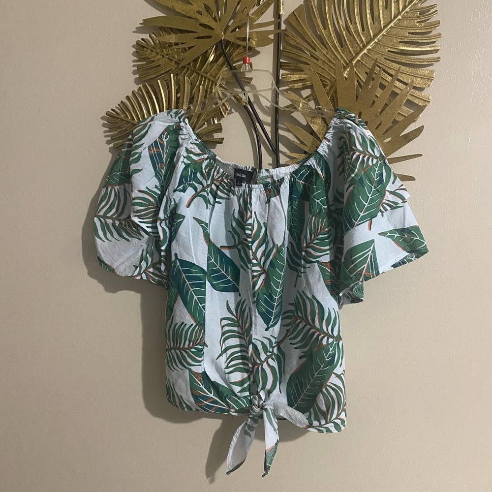Aakaa Green Leaf Print Blouse